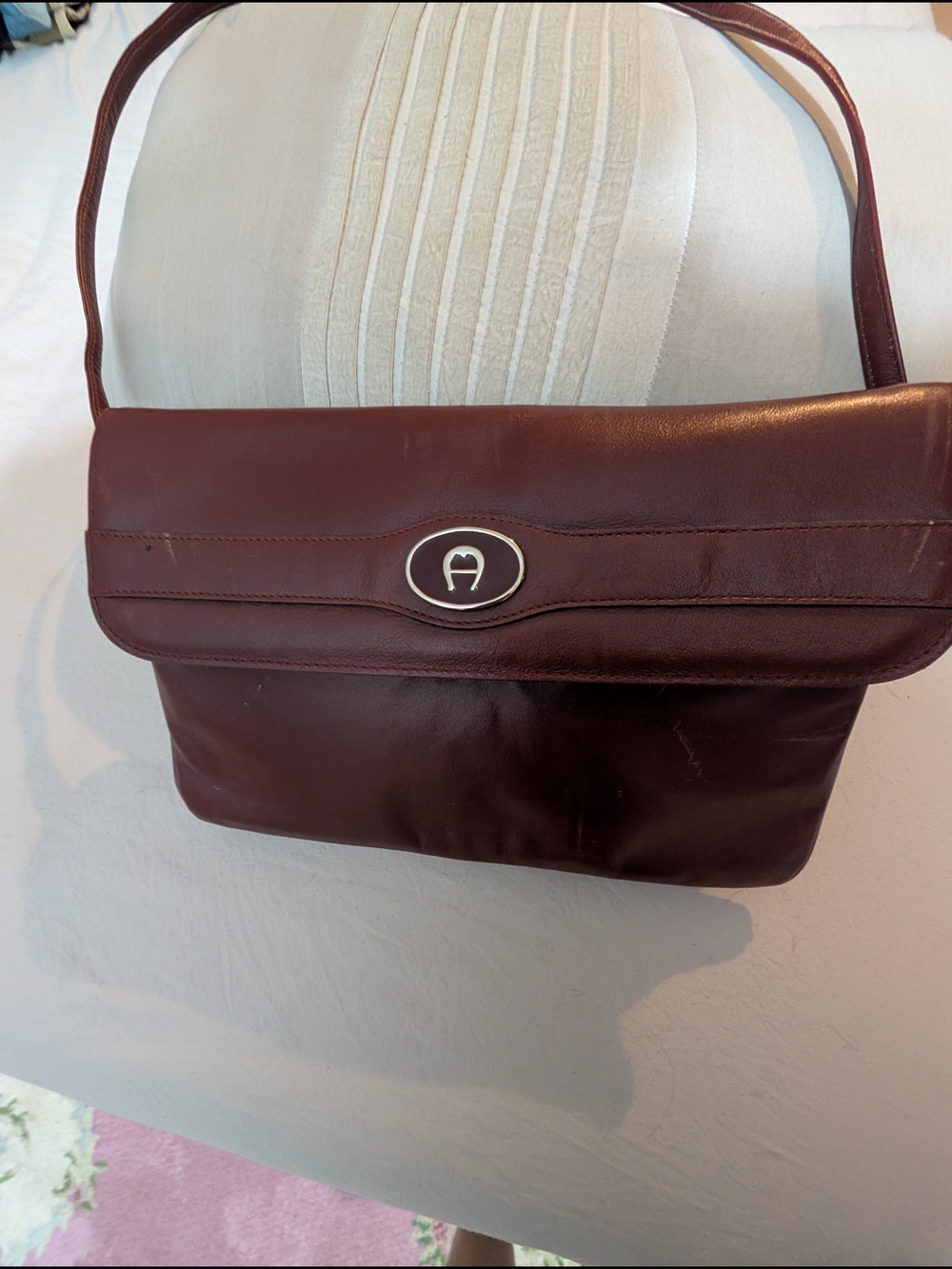 Vintage Burgundy Leather Shoulder Bag - Etienne Aigner